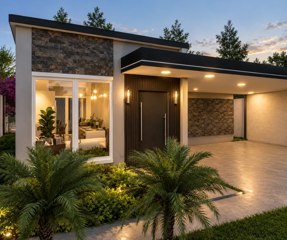 Fachada de vivienda residencial moderna diseñada y construida por Green Haus en San Pedro Sula